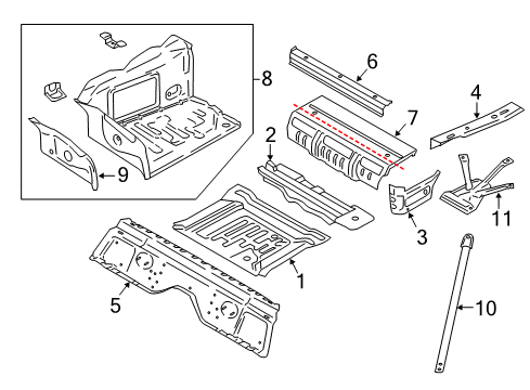 2022 BMW 530e Rear Floor & Rails Extension, Side Member, Top Left Diagram for 41007431633