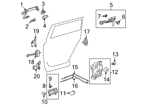 2011 Toyota Highlander Rear Door Lower Hinge Diagram for 68780-02050