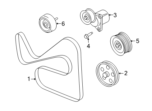 2008 Mercury Mariner Belts & Pulleys Serpentine Idler Pulley Diagram for 3M5Z-6A228-AE