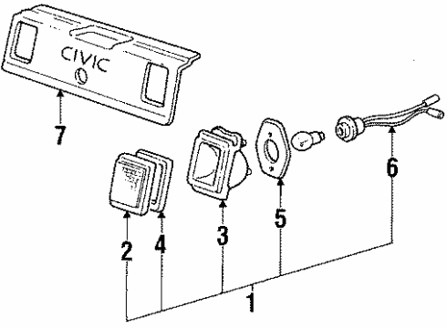 1987 Honda Civic Backup Lamps Wire Diagram for 34157-SB3-671