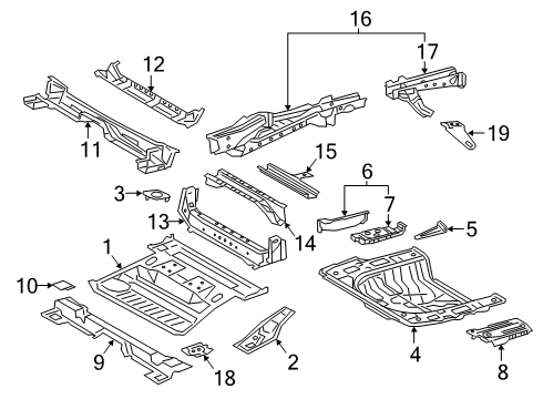 2020 Toyota RAV4 Rear Body - Floor & Rails Center Crossmember Diagram for 57605-0R030