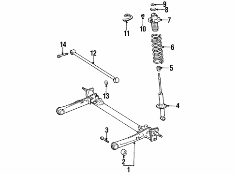 1997 Toyota Paseo Rear Suspension Bumper Diagram for 48341-10140