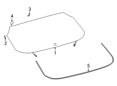 2021 Toyota Venza Glass - Lift Gate Lift Gate Glass Spacer Diagram for 64819-48080