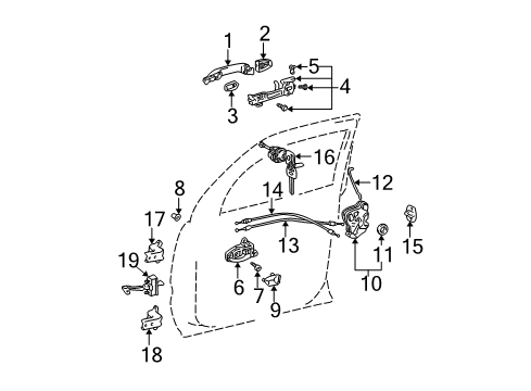 2003 Toyota 4Runner Front Door Handle, Outside Diagram for 69211-28070-D2