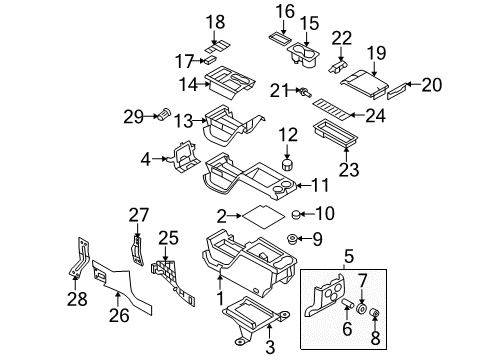 2014 Ford F-150 Front Console Console Body Diagram for DL3Z-15045A36-AB