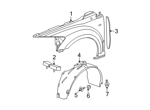 2008 Dodge Caliber Fender & Components Shield-Splash Diagram for 5303867AF