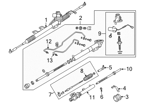2006 Infiniti Q45 P/S Pump & Hoses, Steering Gear & Linkage Power Steering Gear Sub Assembly Diagram for 49210-AR210