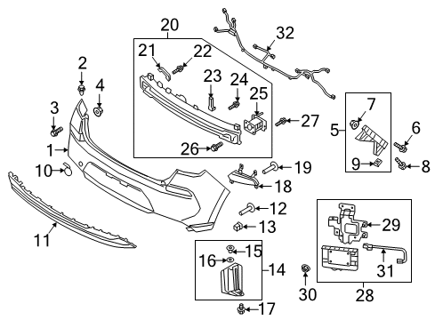 2018 Hyundai Elantra GT Rear Bumper Bolt-Washer Assembly Diagram for 1125408306B