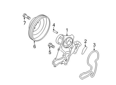 2012 Kia Sorento Water Pump Pulley-Coolant Pump Diagram for 252213C100