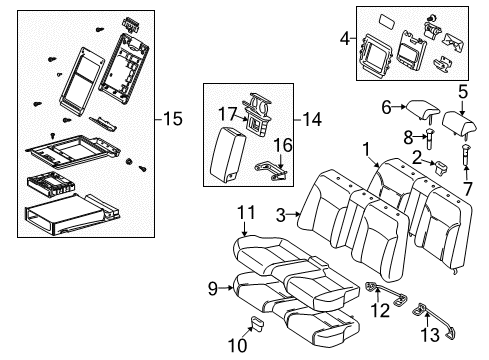 2006 Lexus IS250 Rear Seat Components Rear Seat Armrest Assembly, Center Diagram for 72830-53090-B2