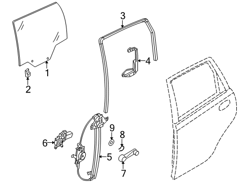 2009 Pontiac G3 Rear Door Window Regulator Diagram for 96806549