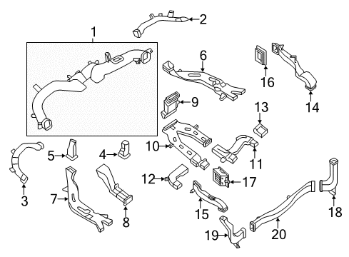 2015 Infiniti QX60 Ducts Duct-Heater Floor, Rear LH Diagram for 27833-3KA0A