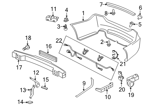 2010 Acura RL Rear Bumper Back-Up Sensor (Silver Jade Metallic) Diagram for 08V67-SJA-250F