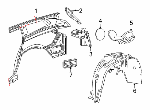 2021 Buick Enclave Quarter Panel & Components Fuel Pocket Diagram for 84893074