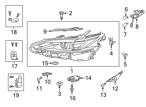 2021 Lexus ES300h Bulbs Marker Lamp Bulb Diagram for 90981-11069