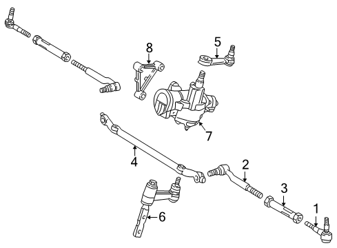 2002 Lincoln Blackwood P/S Pump & Hoses, Steering Gear & Linkage Gear Assembly Diagram for 2C6Z-3504-AA