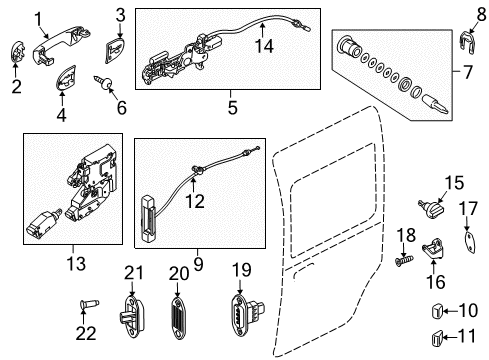 2013 Ford Transit Connect Side Loading Door - Lock & Hardware Lock Cylinder Diagram for 2T1Z-18168-C