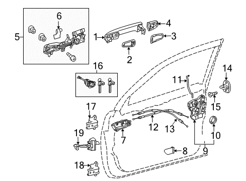 2016 Lexus GX460 Front Door Front Door Inside Handle Sub-Assembly Right Diagram for 67605-60060