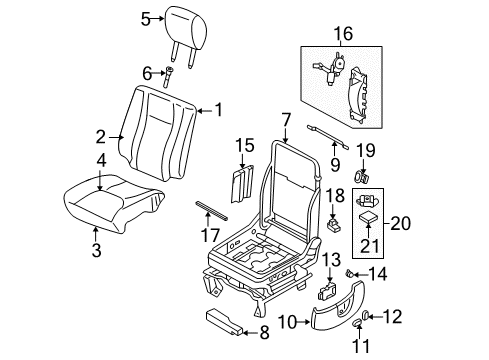 2003 Lincoln Navigator Power Seats Switch Assembly Diagram for 2L7Z-14A701-AB