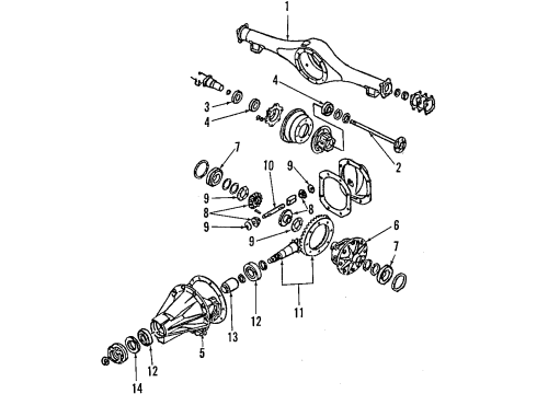 1986 Nissan D21 Rear Axle, Differential, Propeller Shaft Carrier Gear Diagram for 38310-V0100