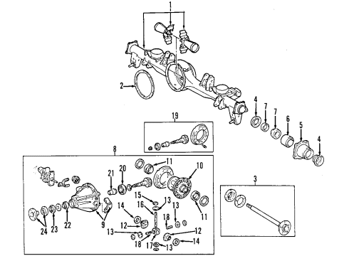 2000 Toyota Land Cruiser Rear Axle, Differential, Propeller Shaft Differential Carrier Diagram for 41110-60A91