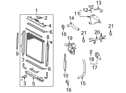 2015 Toyota 4Runner Radiator & Components Tank Gasket Diagram for 16462-54790