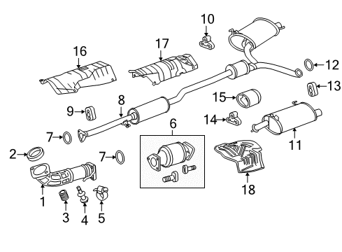 2015 Honda Crosstour Exhaust Components Converter, Rear Primary Diagram for 18290-R9P-H00