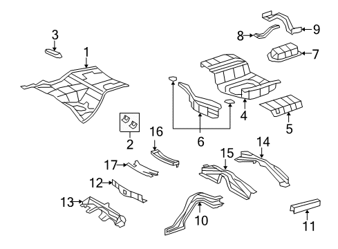 2012 Lexus LS600h Rear Floor & Rails Brace, Front Floor, Center Diagram for 57533-50020