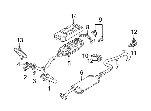 1996 GMC Sonoma Exhaust Components Bracket, Catalytic Converter Hanger Diagram for 15984000