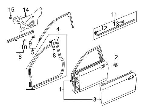 2000 Honda Accord Door & Components Weatherstrip, L. FR. Door Diagram for 72350-S82-A01