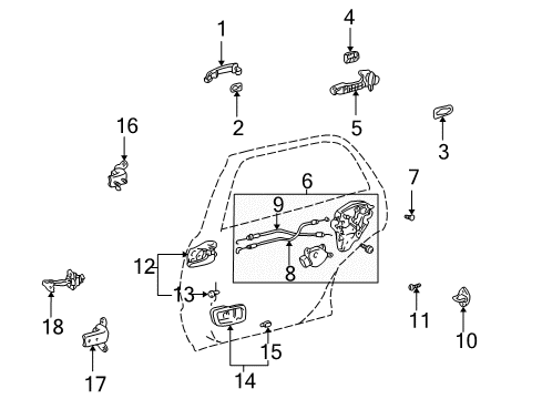 2005 Toyota Highlander Rear Door Upper Hinge Diagram for 68760-48010