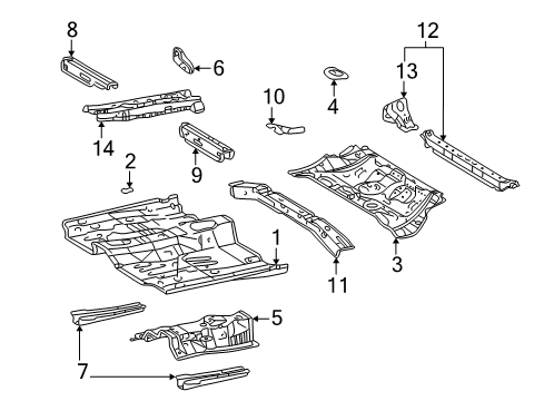 2004 Pontiac Vibe Pillars, Rocker & Floor - Floor & Rails Front Floor Pan Diagram for 88972253