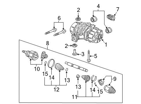2006 Honda Pilot Axle & Differential - Rear Carrier Assembly, Rear Differential Diagram for 41200-PGJ-315