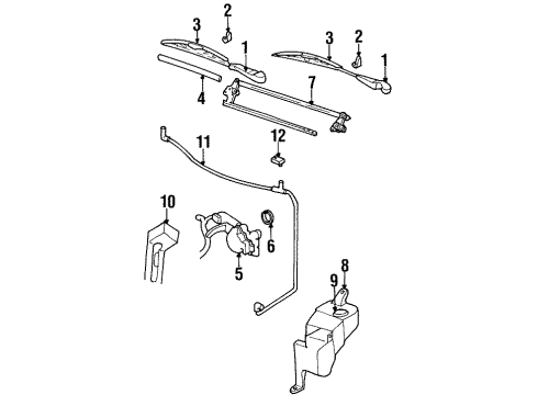1999 Buick LeSabre Wiper & Washer Components Container, Windshield Washer Solvent Diagram for 12463041