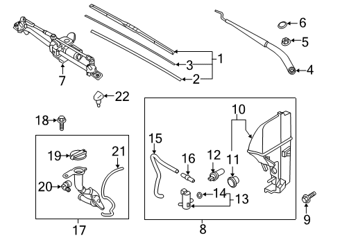 2019 Kia K900 Wiper & Washer Components Passeger Windshield Wiper Blade Assembly Diagram for 98360C5600