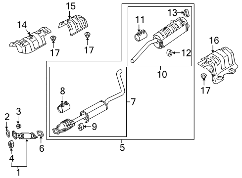 2019 Kia Rio Exhaust Components Center Muffler Complete Diagram for 28600H9200