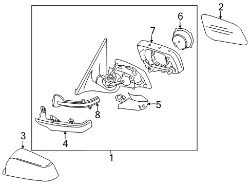 2019 BMW 650i xDrive Gran Coupe Outside Mirrors MIRROR GLAS, HEATED, WIDE-AN Diagram for 51167476345