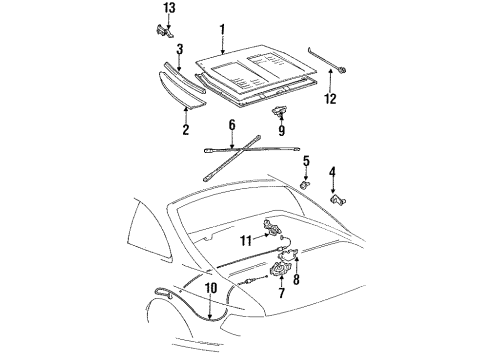 1994 Toyota MR2 Engine Lid - Lid & Components Side Panel Brace Diagram for 53605-17011