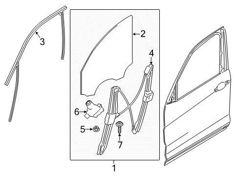 2013 BMW X3 Rear Door Side Window, Green, Door, Front Left Diagram for 51337347645