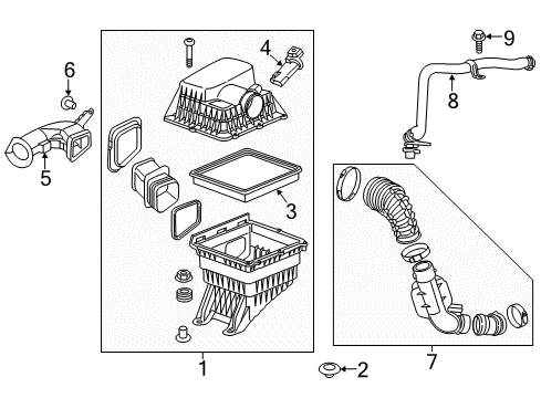 2021 Chevrolet Colorado Filters PCV Tube Diagram for 24585200