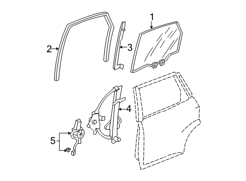 2007 Honda Fit Rear Door Channel, Left Rear Door Run Diagram for 72775-SAA-013