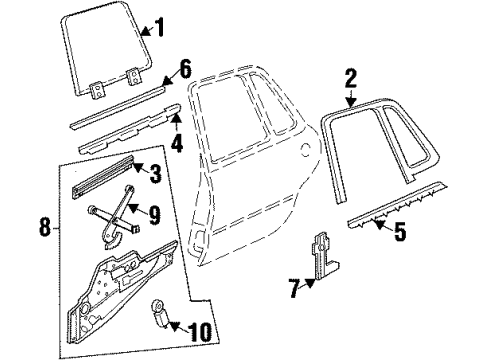 1998 Buick LeSabre Rear Door - Glass & Hardware Module Asm-Rear Side Door Locking System Diagram for 16630994