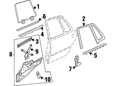 1998 Buick LeSabre Rear Door - Glass & Hardware Module Asm-Rear Side Door Locking System Diagram for 16630995