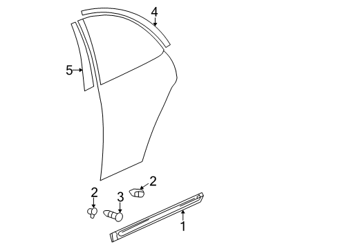 2004 Hyundai Elantra Exterior Trim - Rear Door Moulding Assembly-Rear Door Waist Line, LH Diagram for 87721-2D500