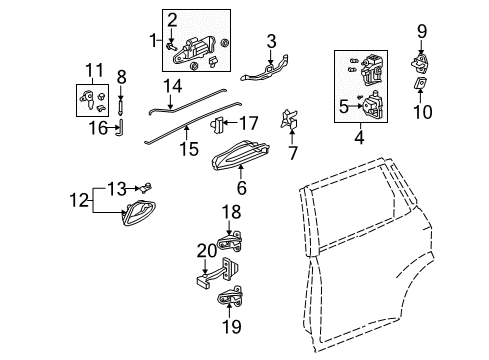 2008 Honda Fit Front Door Set Switch Assembly, Power Window M Diagram for 06358-SAA-406