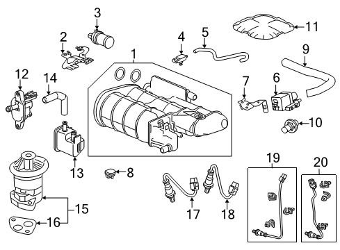 2015 Acura TLX Emission Components Canister Assembly Diagram for 17011-TZ7-A01