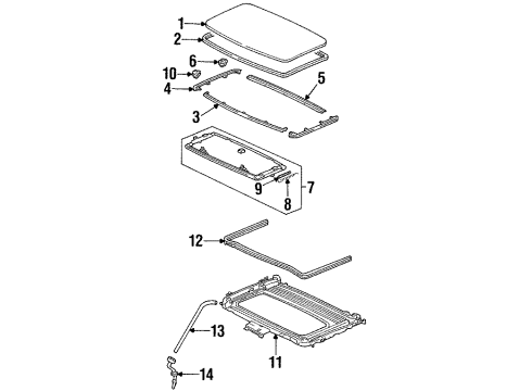 1995 Honda Odyssey Sunroof Holder, RR. Seal Diagram for 70273-SX0-003