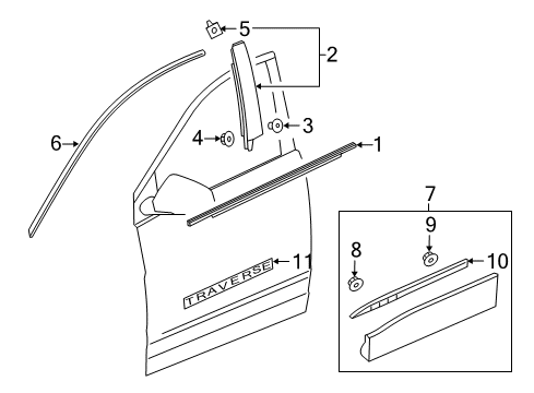 2021 Chevrolet Traverse Exterior Trim - Front Door Belt Molding Diagram for 84838703
