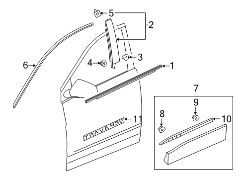 2021 Chevrolet Traverse Exterior Trim - Front Door Reveal Molding Diagram for 84955844