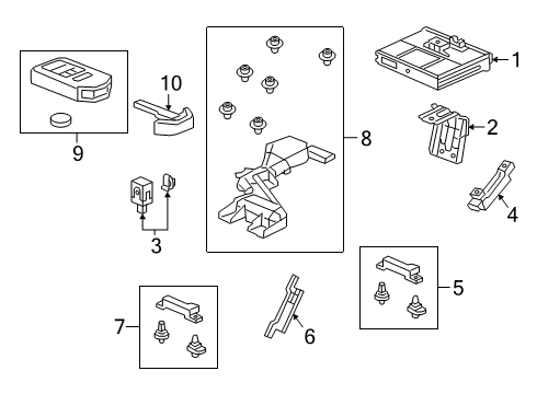 2020 Honda Passport Keyless Entry Components Bracket, Smart Power Control Unit Diagram for 38321-TG7-A00